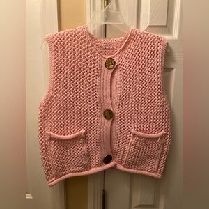 SUNDAY UP Pink Crochet Vest.  Size Large